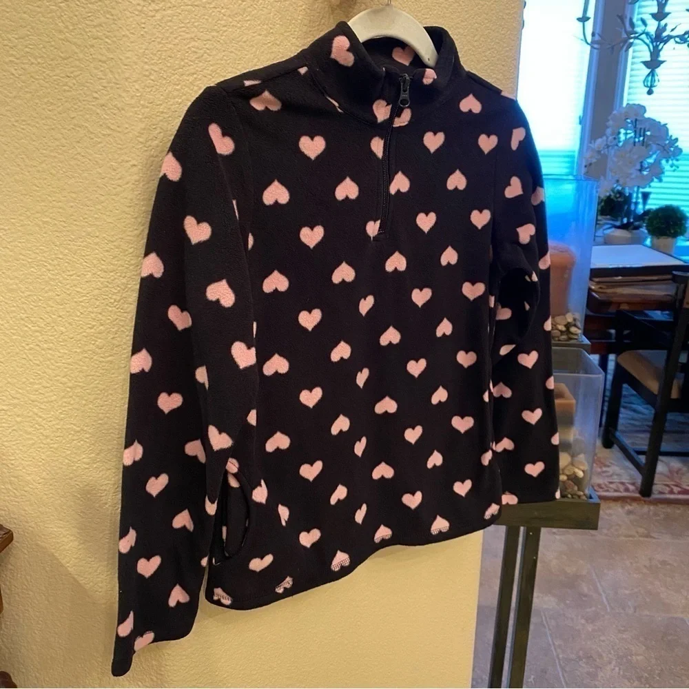 THE CHILDREN’S PLACE Girls Pink Heart 1/4 Zip Sweater Size 10/12 (L)